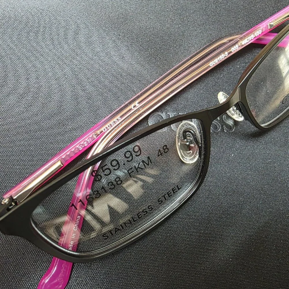 NEW Pink Black Stainless Steel Guess prescription frame
